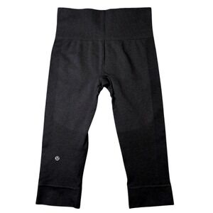 Lululemon Seamlessly Street Crop Legging Heathered Blk Sz 4 Capri Diamond Gusset